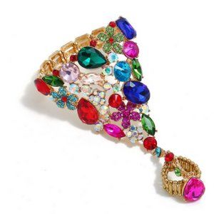 Bracelet ring bright funky 1 piece adjustable ring size colorful fashion ring